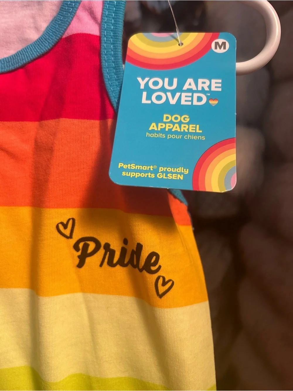 NWT SET OF 2: Dog Pride Rainbow Stripe & You Are Loved Tank Top Shirt Size M